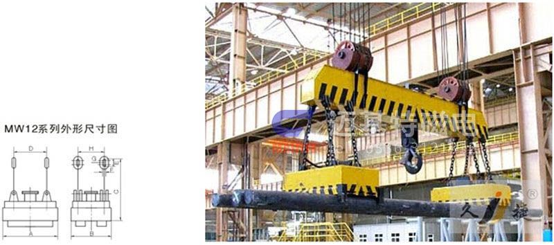 MW12系列、MW15系列吊運(yùn)捆扎螺紋鋼、圓鋼用起重電磁鐵